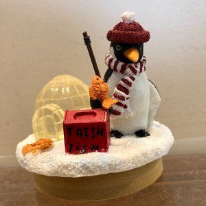Our America Gift Candle Topper Penguin Fishing Snow New NIB Holiday